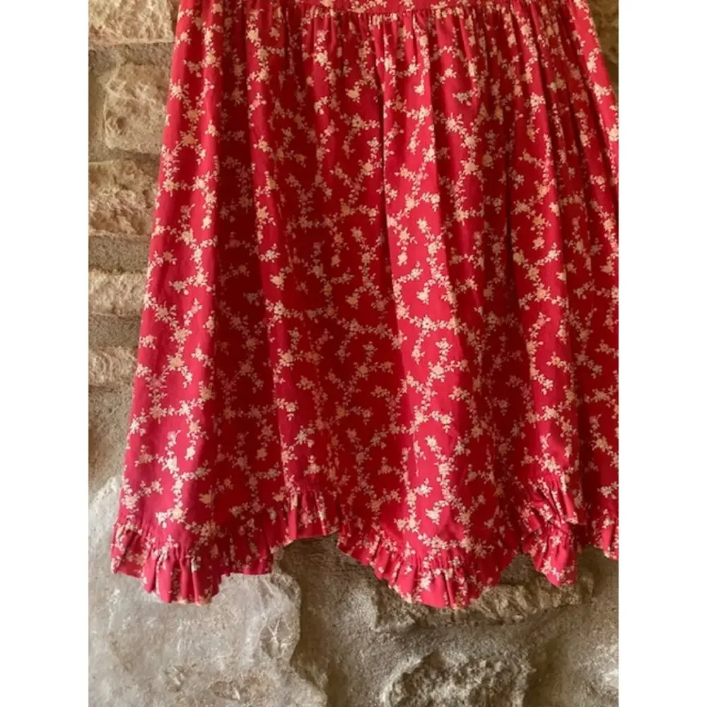 Vintage 90s Laura Ashley Girls Floral Red Dress - 6 Years